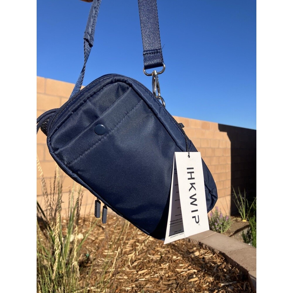 Ihkwip Navy Blue Nylon Crossbody Bag Adjustable Strap NWT 10”